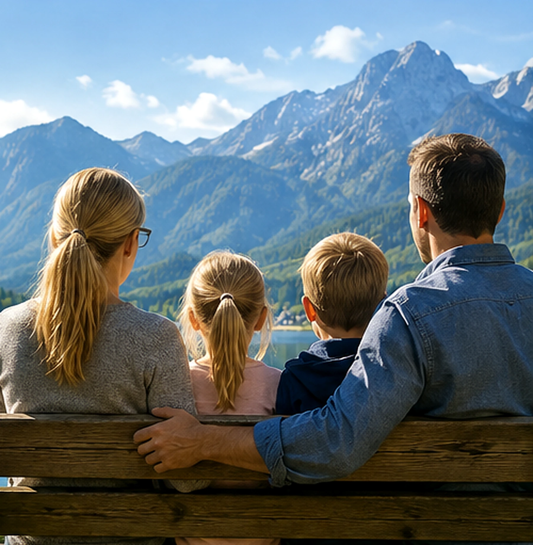 Familie mit Blick auf eine bayerische Region als Symbolbild für Eigentum, Vorsorge und spätere Weitergabe